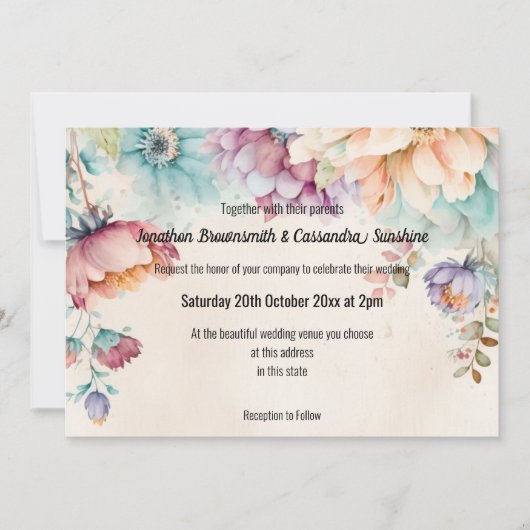 Invitation Mariage BOTANIQUE FLORAL DE PRINTEMPS (Devant)