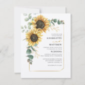 Invitation Mariage botanique floral de tournesol Eucalyptus (Devant)