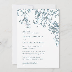 Invitation Mariage Botanique Floral Élégant Salle de Rustique