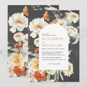 Invitation Mariage botanique floral foncé bohème