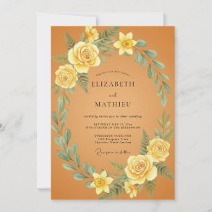 Invitation Mariage Botanique Floral Jaune