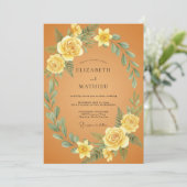 Invitation Mariage Botanique Floral Jaune (Debout devant)