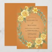Invitation Mariage Botanique Floral Jaune (Devant / Derrière)