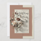 Invitation Mariage Botanique Floral Moderne Mousse au Chocola (Devant)