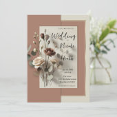 Invitation Mariage Botanique Floral Moderne Mousse au Chocola (Debout devant)