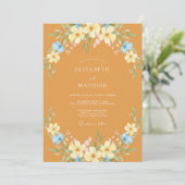 Invitation Mariage Botanique Floral Ocre (Debout devant)