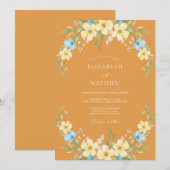 Invitation Mariage Botanique Floral Ocre (Devant / Derrière)
