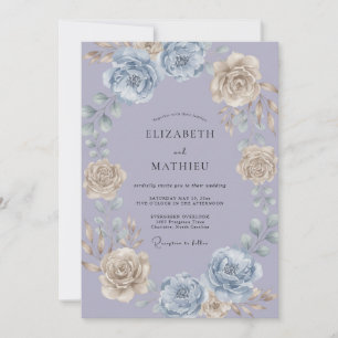 Invitation Mariage Botanique Floral Pervenche