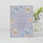 Invitation Mariage Botanique Floral Pervenche (Debout devant)
