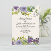 Invitation Mariage botanique floral pourpre (Debout devant)