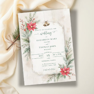 Invitation Mariage botanique floral rustique d'hiver en bois