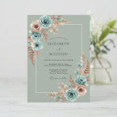 Invitation Mariage Botanique Floral Sage (Debout devant)