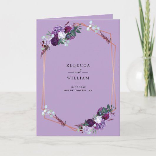 Invitation Mariage botanique floral tout-en-un au lilas viole (Devant)