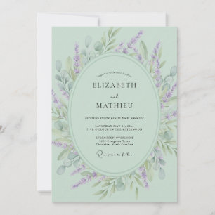 Invitation Mariage Botanique Floral Vert Menthe