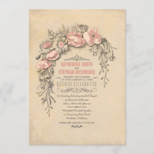 Invitation Mariage botanique floral vintage
