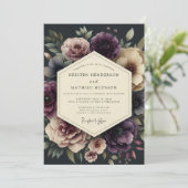 Invitation Mariage Botanique Foncé aux Prunes (Debout devant)