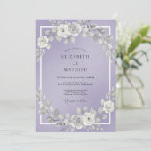 Invitation Mariage Botanique Foncé de Lilas (Debout devant)