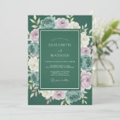 Invitation Mariage Botanique Forestier Vert aux Traits de Pei (Debout devant)