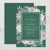 Invitation Mariage Botanique Forestier Vert aux Traits de Pei (Devant / Derrière)