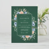 Invitation Mariage botanique forestier vert sombre (Debout devant)