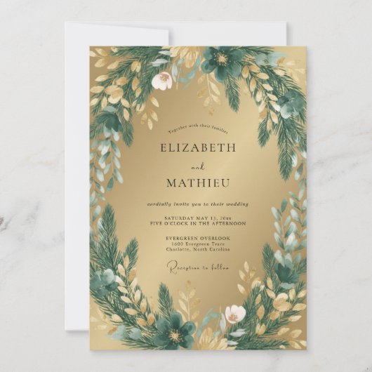Invitation Mariage Botanique Forêt d'Or (Devant)