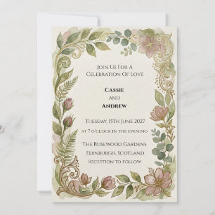 Invitation Mariage Botanique Fougère Vintage