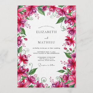 Invitation Mariage Botanique Fuchsia Luxuriant