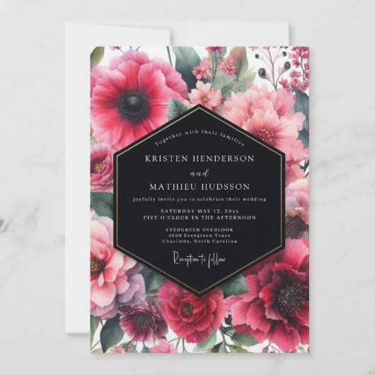 Invitation Mariage Botanique Fuchsia Moody (Devant)