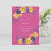 Invitation Mariage Botanique Fuchsia Vivace (Debout devant)