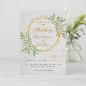 Invitation Mariage botanique géométrique à motifs de verdure (Debout devant)