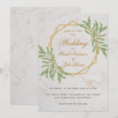 Invitation Mariage botanique géométrique à motifs de verdure (Devant / Derrière)