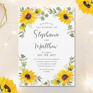 Invitation Mariage botanique géométrique des tournesols Eucal