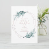 Invitation Mariage botanique géométrique rose Gold Glam (Debout devant)