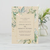 Invitation Mariage Botanique Gold Greenery (Debout devant)