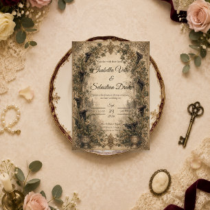 Invitation Mariage Botanique Gothique Maussade