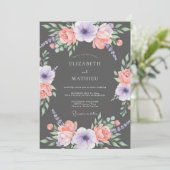 Invitation Mariage Botanique Gras Gris Charbon (Debout devant)