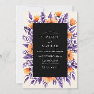 Invitation Mariage Botanique Gras Orange Violet Profond
