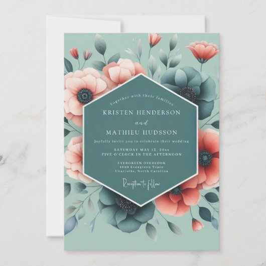 Invitation Mariage Botanique Gras Pistache (Devant)