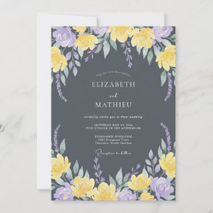 Invitation Mariage Botanique Gris Charbon Maussade