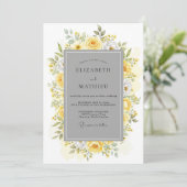 Invitation Mariage Botanique Halcyon Gris Jaune (Debout devant)