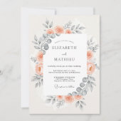 Invitation Mariage Botanique Harmonieux aux Pêches (Devant)