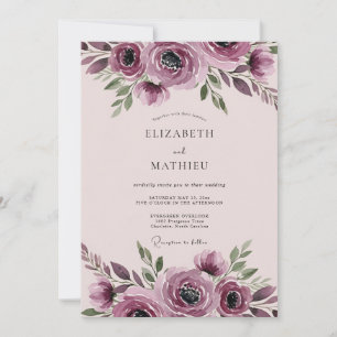 Invitation Mariage Botanique Harmonieux Mauve