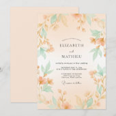 Invitation Mariage Botanique Hazy aux Pêches (Devant / Derrière)