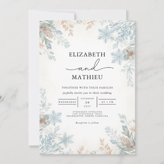 Invitation Mariage botanique hiver Frost (Devant)