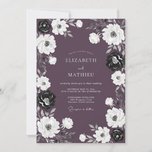 Invitation Mariage Botanique Hivernal Prune Gras