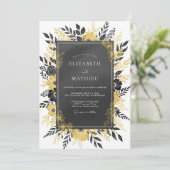 Invitation Mariage Botanique Impérial Or Charbon (Debout devant)