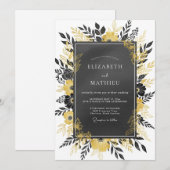 Invitation Mariage Botanique Impérial Or Charbon (Devant / Derrière)
