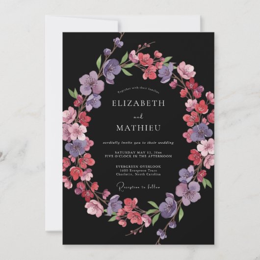 Invitation Mariage Botanique Impressionniste Fleur de Lavande (Devant)