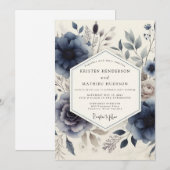 Invitation Mariage Botanique Indigo Bloom (Devant / Derrière)