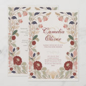 Invitation Mariage botanique inspiré de l'héritage William Mo (Devant / Derrière)
